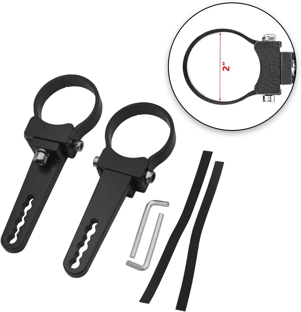 2 Inch Universal Side Roll Cage Bull Bar Tube Clamps LED Light Mount Brackets Compatible with Polaris Ranger RZR Ace General Fit Arctic Cat Fit Yamaha YXZ Fit Kawasaki Teryx ATV UTV