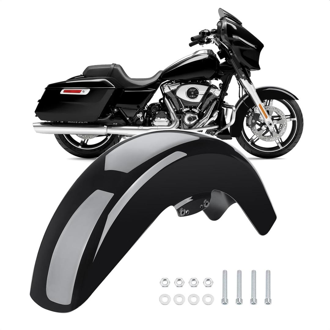 Wrap-Around Front Fender for Harley Street Glide 2014-Up Road Glide 2015-UP, Plastic (Gloss Black)