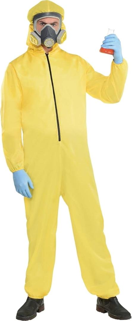 Party City Yellow Hazmat Suit Set For Adults (Includes Jumper & Mask) - Safe to Use Gas Mask Costume (Standard, Multicolor)