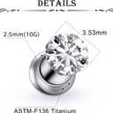 Astm F136 Titanium Round CZ Ear Gauges Screw Fit Flesh Tunnels Plugs Gauges Earring Expander Stretcher Ear Tunnels For Ears 10G 8G 6G 4G 2G 0G 00G Plug Earrings Piercing Jewelry For Women Men