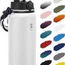 Fanhaw 40 oz Insulated Stainless Steel Water Bottle with Straw Lid, Leakproof Extra-Large Sports Bottle for Men & Women (White)