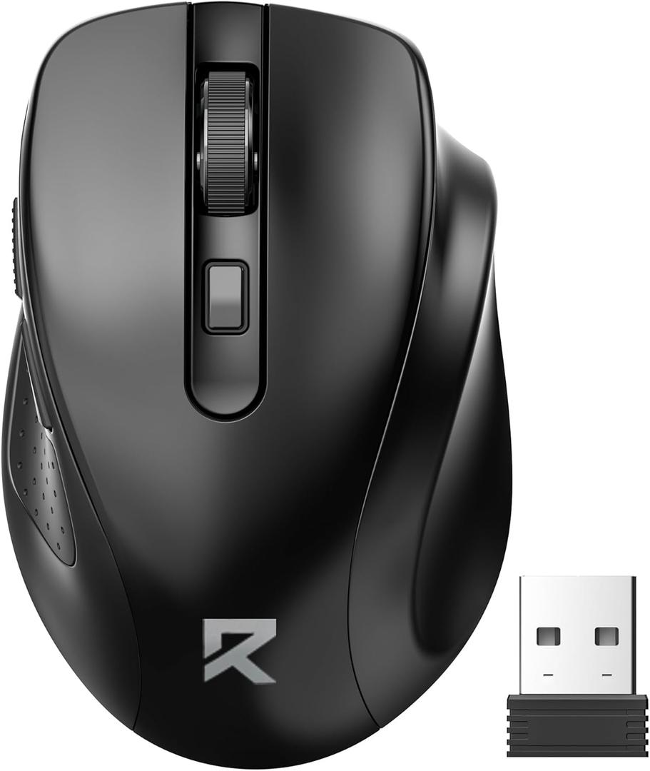 Redragon Wireless Mouse for Laptop, 2.4G Optical Computer Mouse 5-Level 4000DPI, Office Cordless USB Mice, 6 Buttons, 18 Months Battery, Portable for PC, Chromebook, Wins, Mac, Small to Medium Hand