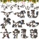 Huwena 30 Pcs Christmas Western Ornaments Wooden Cowboy Ornaments for Christmas Tree Hanging Cowboy Hat Cactus Boots Farmhouse Western Theme Home Decorations for Xmas Tree Party Decor