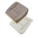 AOUTTUOA Driver Side Bottom Replacement Leather Seat Cover and Foam Cushion Tan Compatible with Ford F250 F350 Super Duty Lariat 2002 2003 2004 2005 2006 2007