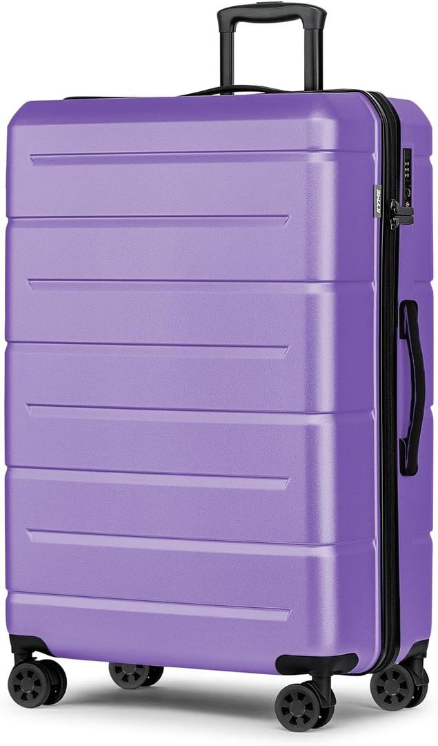 KYME Large Suitcases with Wheels Hardshell 28 Inch Luggage TSA Approved Big Checked Luggage Durable Travel Rolling Suitcase for Women Lt Purple