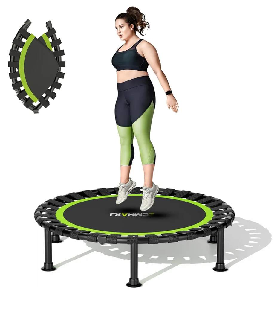 Foldable Mini Trampoline, 40"/48" Rebounder Trampoline for Adults & Kids, 440lbs Capacity Indoor Fitness Workout Exercise Equipment, Green
