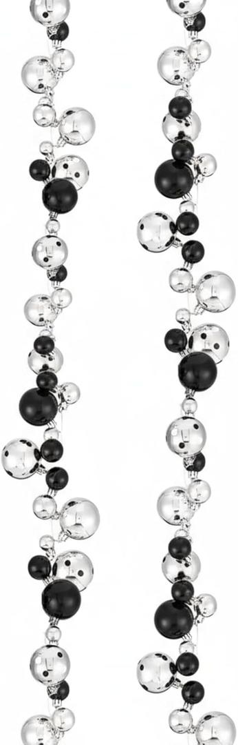 Liliful 2 Pcs Black Christmas Garland Decorations 6 ft Black and Silver Ball Ornaments Gothic Bulb Garland Xmas Tree Bauble Decoration for Party Supplies Indoor Outdoor Home Decoration