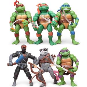 KLUKGE 6-Packs Turtles Action Figures 4.7 Inches Turtles Toys Multi-Jointed Movable Cartoon Turtle Toy Set Birthday Gifts for Friends and Fans