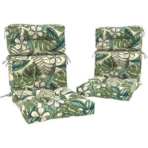 Outdoor High Back Chair Cushions Set of 2, Water-Resistant Chair Cushions for Patio Home Garden, Replacement Rocking Chair Cushion with tie 22" W x 20" D, Tropical Paradise