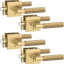 Asidrama 4 Pack Champagne Bronze Privacy Door Handles, Door Lever with Door Knobs Indoor for Bedroom or Bathroom, Heavy Duty Door Handles Interior with Locks for Left Right Sided Doors