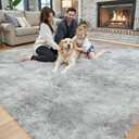 8x10 Area Rugs for Living Room Bedroom, Large Area Rug Shag Shaggy Carpet Soft Plush Furry Bedside Rug, Rugs for Home Decor (Light Grey Tie-Dyed, 8x10 Feet)
