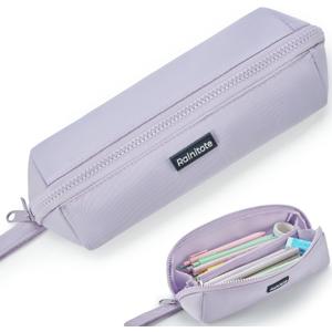 Ralnitote Large Pencil Case with 180 Open Design, Big Capacity Pen Bag for Girls & Boys, Aesthetic & Cute Pencil Pouch for School, Office, Makeup & Tech Accessories-Purple