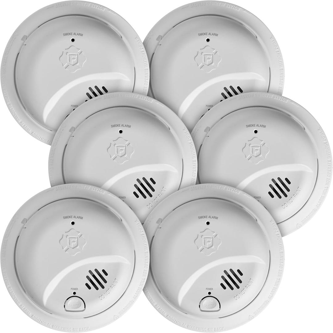 First Alert SMI100-AC, Hardwire Interconnect Smoke Alarm with Battery Backup, 6-Pack