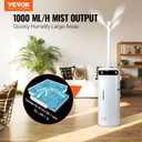 VEVOR Humidifier for Home Large Room 1291.7 sq ft, 16L Commercial Humidifier for Whole House Greenhouse Night Light & 12h Timer & Auto Shut-Off Humidifiers, Commercial Branch Tube w/ 360° Nozzle