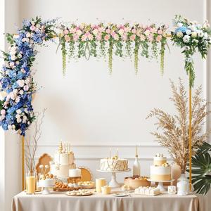 Over The Table Rod Stand with Clamps Adjustable Table Balloon Arch Stand for Party Wedding Anniversary, 34” to 98.43” Length, 30.25” to 47.25” Height(Color:Gold)