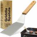 Large Griddle Spatula Heavy Duty Stainless Steel Grill Spatula - Smash Burger Turner with Heat-Resistant Wooden Handle, Wide Beveled Edge Metal Spatulas for Flat Top, Cast Iron & BBQ