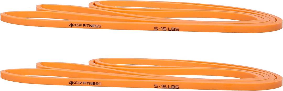 4KOR Fitness 41 Resistance Loop Band - Pair of 2 Orange Resistance Bands (5 to 15 Pounds - 0.25 inches Wide) for Mobility, Yoga, Physical Therapy, Pull Ups, Home or Gym Workouts and More