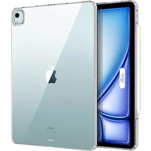 MoKo Clear for iPad Air 13 Inch M3 2025/ M4 2024, iPad Pro 12.9 6th/5th Generation 2022/2021 Case, Slim Lightweight Soft TPU Anti-Scratch Back Cover with Shockproof Raised Edge, Clear