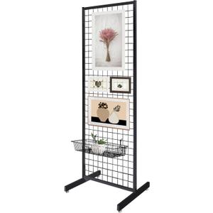 Portable Gridwall Panel Floorstanding Display Stand One-Step Installation Black Finish