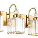 Ralbay Crystal Gold Bathroom Vanity Lights 4-Lights Vanity Lights Over Mirror Modern Crystal Gold Bathroom Wall Lighting Fixtures