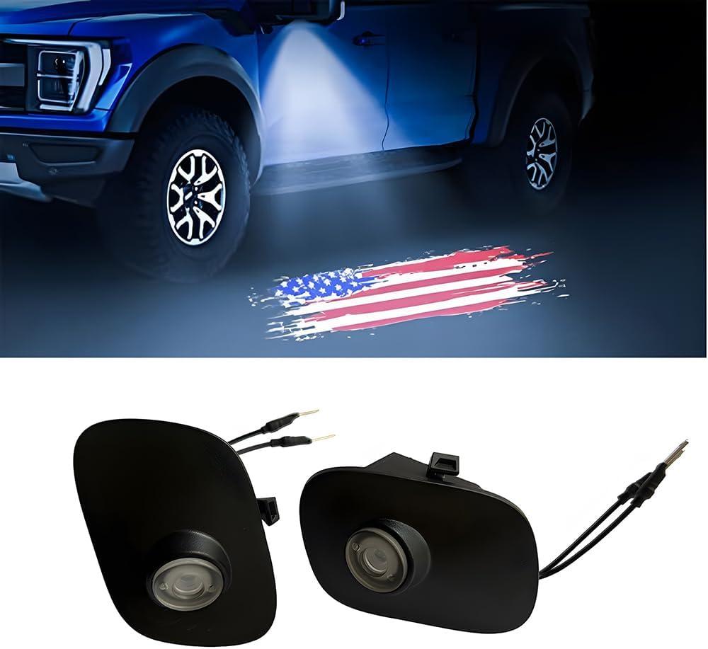 2Pcs Side Mirror Logo LED Welcome Lights Puddle Lamp Projector Door Light Floor Light Accessories Suitable for Ford F150 F250 F350 2015 2016 2017 2018 2019 2020 2021 2022 2023 2024 2025