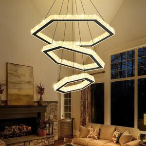 Modern LED 3 Ring Chandelier Crystal Ring Pendant Light for Dining Room