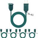 Green 5 Pcs Christmas Extension Cord 6 ft Two Prong Extension Electric Cord with Fuse for Christmas Decor Lights Connection, Ac 125 Volts, Complies with UL for Xmas Party Decor