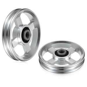 OwnMy 2PCS 95mm Aluminium Alloy Pulley Wheels Pulley System for Home Gym Exercise Machines Sports Fitness Equipments, Universal Bearing Pulley Wheels for Cable Machines Garage Doors, Silver