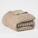 Ultra Soft Jacquard Sherpa Throw Blanket, Lightweight Yet Cozy, Versatile Couch and Travel Blanket, Checker Pattern, Multiple Sizes and Colors, Easy-Care and Durable,50x60 Inches (Camel)