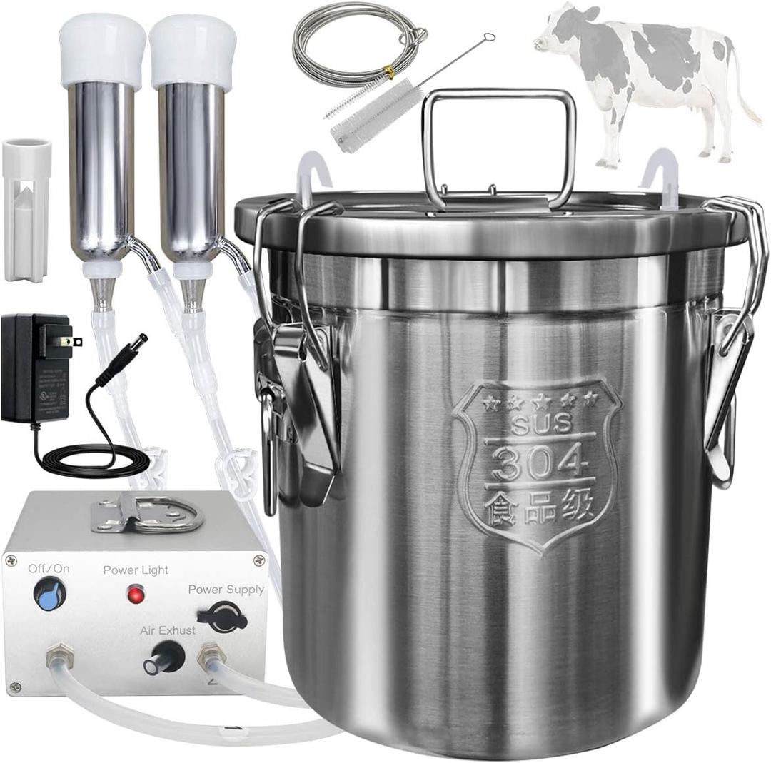 12L Cow Milking Machine, Plug-in Pulsation Pump Milker (Classic)
Pulsation System, Speed Adjustable, Auto Stop Check Valve, SUS304 Stainless Steel Bucket, Food-grade material