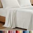 CGK Sheets King Size Set - 4-Piece Velvet Flannel Sheet Set - Ivory Super Soft Fleece Bedding, 1 Flat & 1 Fitted and 2 Pillowcases, Cozy Warm, Comfy & Plush, Deep Pockets, Fuzzy & Anti-Static, Color: 04 - Ivory