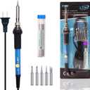 LDK Soldering Iron Kit Electric 60W 110V Adjustable Temperature Soldering Gun Welding Tools, 5pcs Replacement Tips and Solder Wire (Basic)