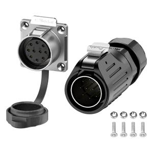 EW-LP24 Industrial Waterproof Connector IP68 Quickly Plugging Aviation Connector Anti-Interference Circular Connector Fast Release Electrical Connector M24 2-24 Pin Flange Socket (10 Pin)
