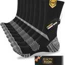 Juedverty Men's Cushioned Crew Work Socks,Moisture Wicking Athletic Boot Socks for Hiking Sports Running