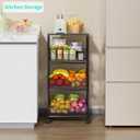 HapiRm Fruit Basket Kitchen Cart - 4-Tier Rolling Storage Cart with Wheels, Fruit Vegetable Basket with Wood Top, Pantry Utility Kitchen Organizer for Fruit Potato Onion Vegetable Bread Snack