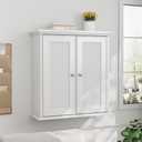 Semiocthome Bathroom Cabinet Medicine Cabinet with Rattan Doors and Adjustable Shelf, White, Wooden