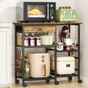 Microwave Stand, 6-Tier Microwave Cart with Wheels & Adjustable Shelf, Coffee Bar Table Station, Rolling Storage Cart Organizer Shelf for Living Room, Kitchen Island, Office, Rustic Brown