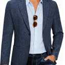 COOFANDY Men's Casual Blazer Slim Fit Sport Coat Lightweight Two Button Suit Jackets (Large, Navy Blue)