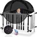 Safety Crib Net to Keep Baby in Black Pop up Crib Cover to Keep Baby from Climbing Out Blackout Crib Cover Mosquitero Net for Baby Travel Easy