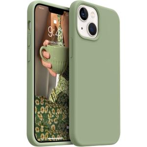 AOTESIER Magnetic for iPhone 13 Mini Case, [Compatible with MagSafe] Food Grade Silicone Phone Case with [Soft Anti-Scratch Protective Lining] Full Body Drop Protection, 5.4 inch, Tea Green