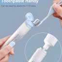 2 Pcs Travel Toothbrush Kit Fold Built-in Toothbrushes Set, Soft Bristles for Travel Camping School Business Trip (Blue, White)