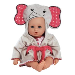 ADORA Bath Time Babies Collection, 13" Baby Doll and Clothes Set, Made with Fresh Powder Scent and Exclusive QuickDri Vinyl Body, Birthday Gift for Ages 1+ - Elephant