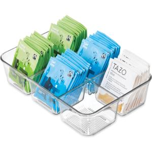 iDesign Clear Tea Bag & Sugar Packet Organizer for Drawer, Cabinet or Kitchen Countertop