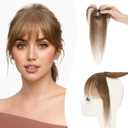 Bangs Hair Clip Human Hair, 100% Remy Human Hair, No Tangle & Smooth, 4x6 3D Wispy Bangs, 10g #04 Medium Brown