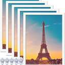 18x24 Picture Frame Set of 5, White Photo Frames High Transparent Wall Gallery Desktop Horizontal Vertical for Canvas Collage Photo Poster Certificate 18 x 24 inches