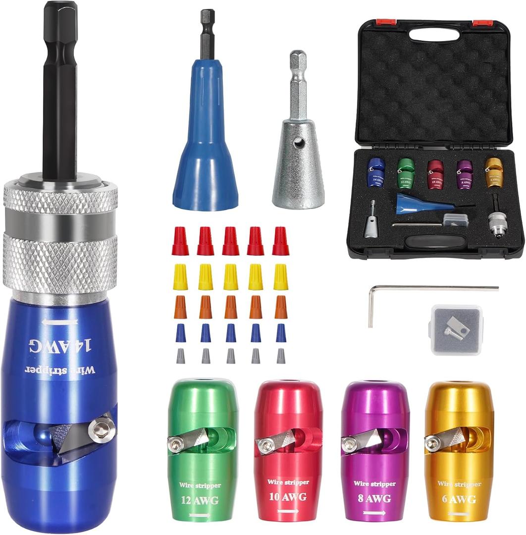 Wire Stripper Twister Tool for Drill, 35 in 1 New Wire Stripping for Drill 2025 Professional US Standard 14-12-10-8-6 Gauge Electricians Tools for Drill Wire Stripper and Twister Kit