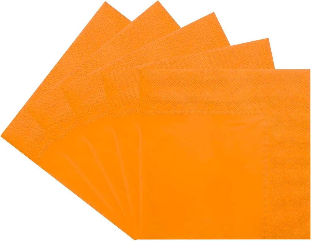 150 PCS Orange cocktail napkins-Double-Ply 6.5x6.5 Inch Disposable beverage Paper Napkins, Lunch and Dinner, Easter, Christmas, Weddings, bar napkins Parties