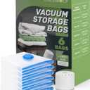 Colemoly Vacuum Storage Bags (6 Jumbo Pack) Space Saver Bags with 1 Electric Air Pump Vacuum Seal Bags Compression Bags for Clothes Blanket Duvets Pillows Comforters Travel Moving