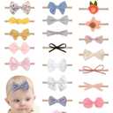 doboi 24pcs Baby Girls Flower and Hair Bows Headbands Soft Nylon Hairbands Elastic Hair Accessories for Newborns Infants Toddlers and Kids
