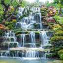 AWERT 30x18 inches Waterfall Aquarium Background Forest Park Green Tropical Plants Fish Tank Background Reptile Habitat Background Vinyl Background